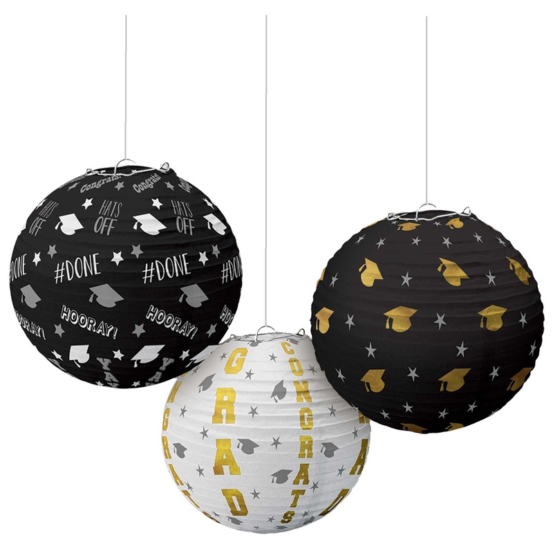 Grad Hot Stamped Paper Lantern 3pcs