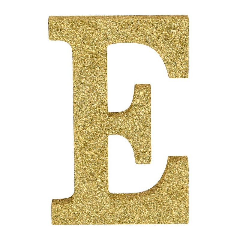 Letter E Glitter Wood Table Decoration