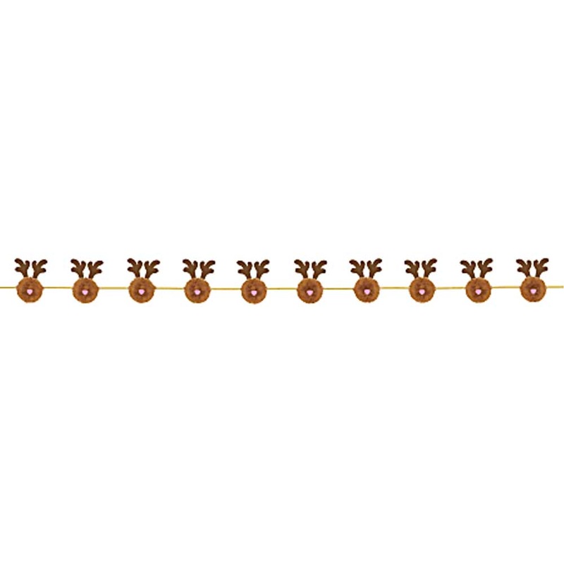 Reindeer Pom Pom Garland Felt & Ribbon