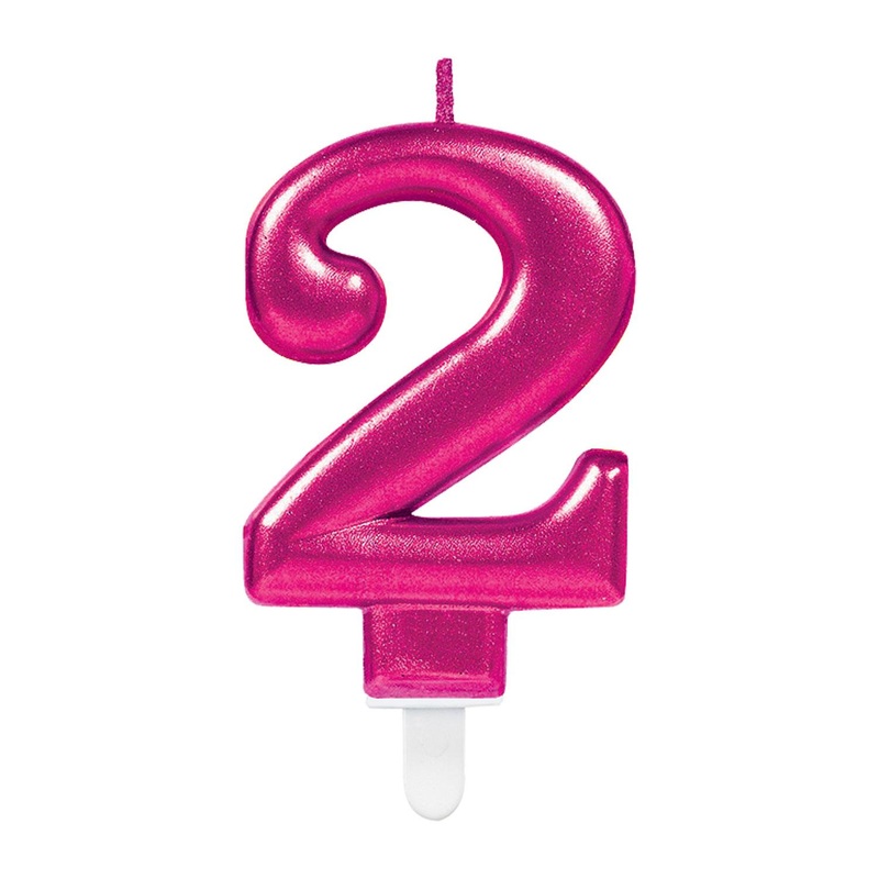 Sparkling Celebration Pink Number 2 Candle