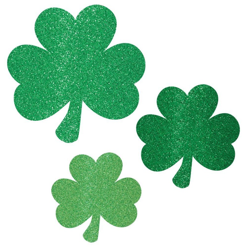 St. Patrick's Day Glitter Shamrocks Assorted Cutouts