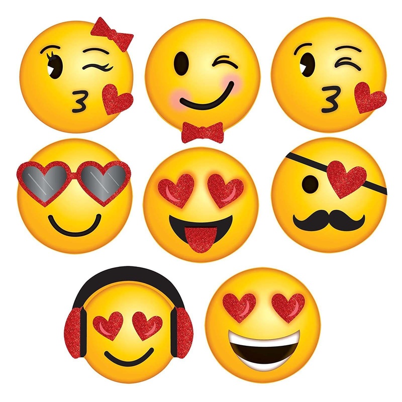 Valentine Emoji Glitter Cutout Super Value Pack 8pcs
