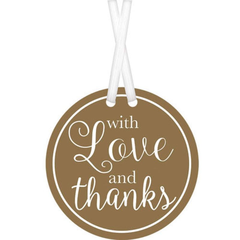 With Love And Thanks Gold Tags 2in, 25pcs