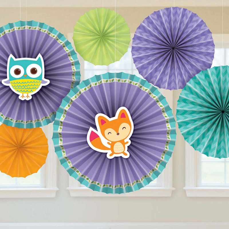 Woodland Welcome Paper Fan Decorations 6pcs