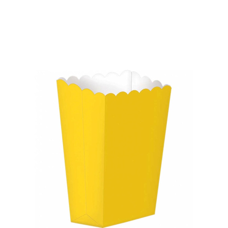 Yellow Small Paper Popcorn Boxes 5pcs 13cm x 9.5cm