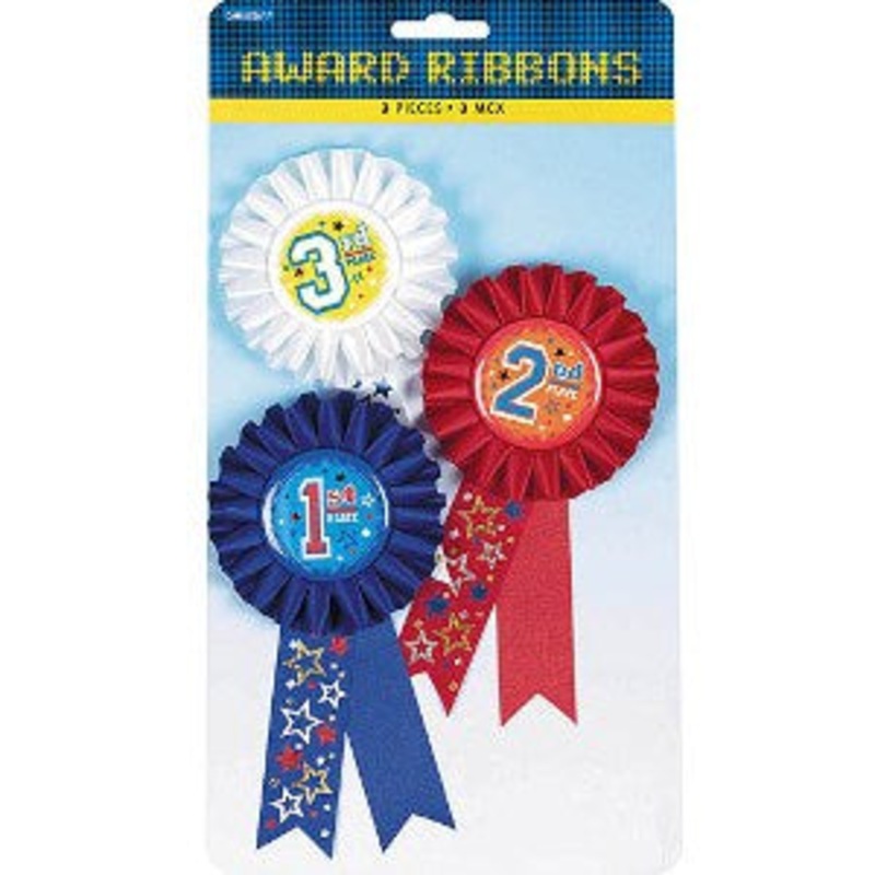 1st, 2nd, 3rd Place Award Ribbons 6in, 3pcs