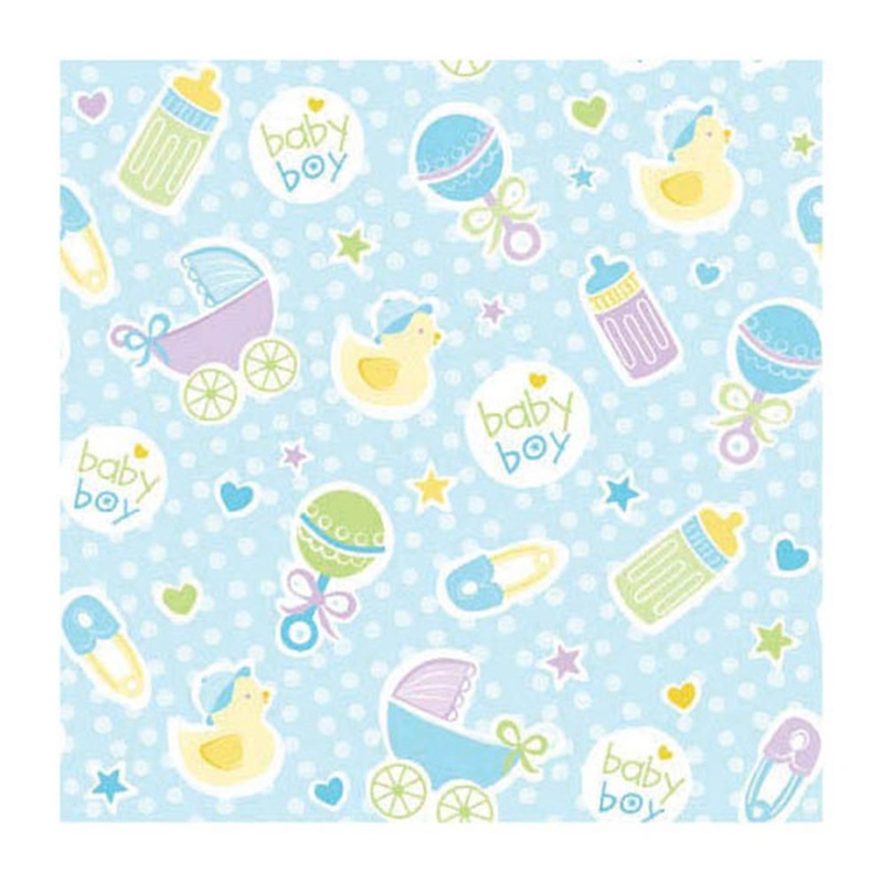 Baby Boy Blue Jumbo Gift Wrap 16ft x 30in