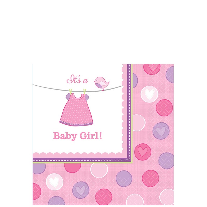 Baby Shower With Love Girl Beverage Tissues 16pcs