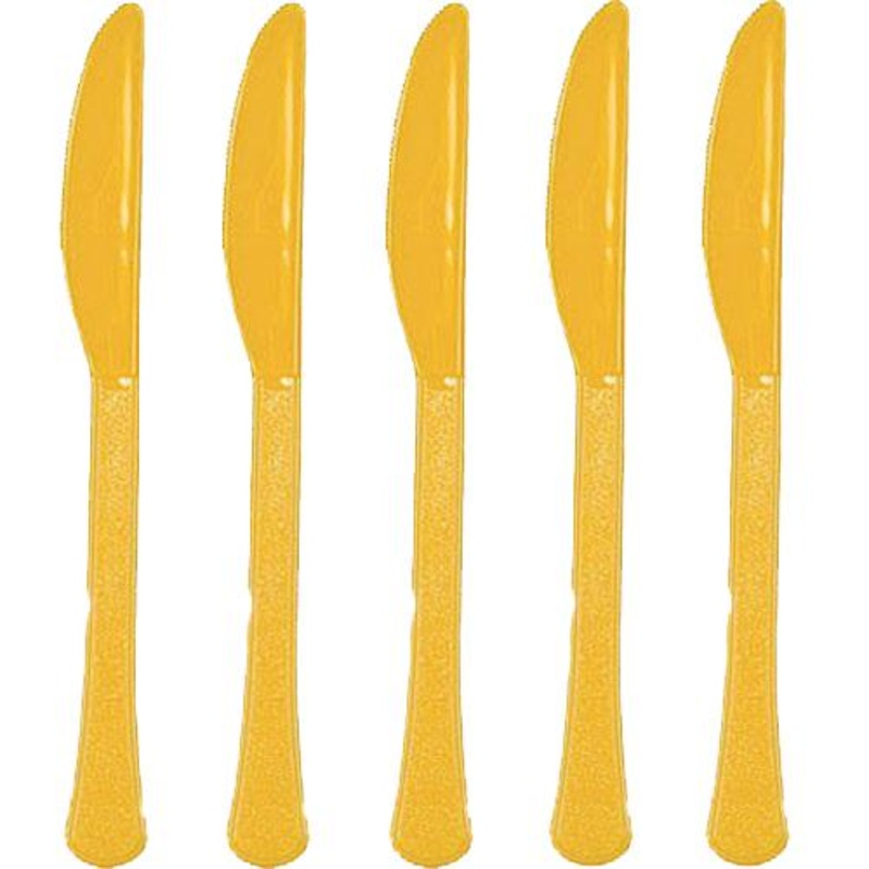 Yellow Sunshine Heavy Weight Plastic Knives, 20pcs