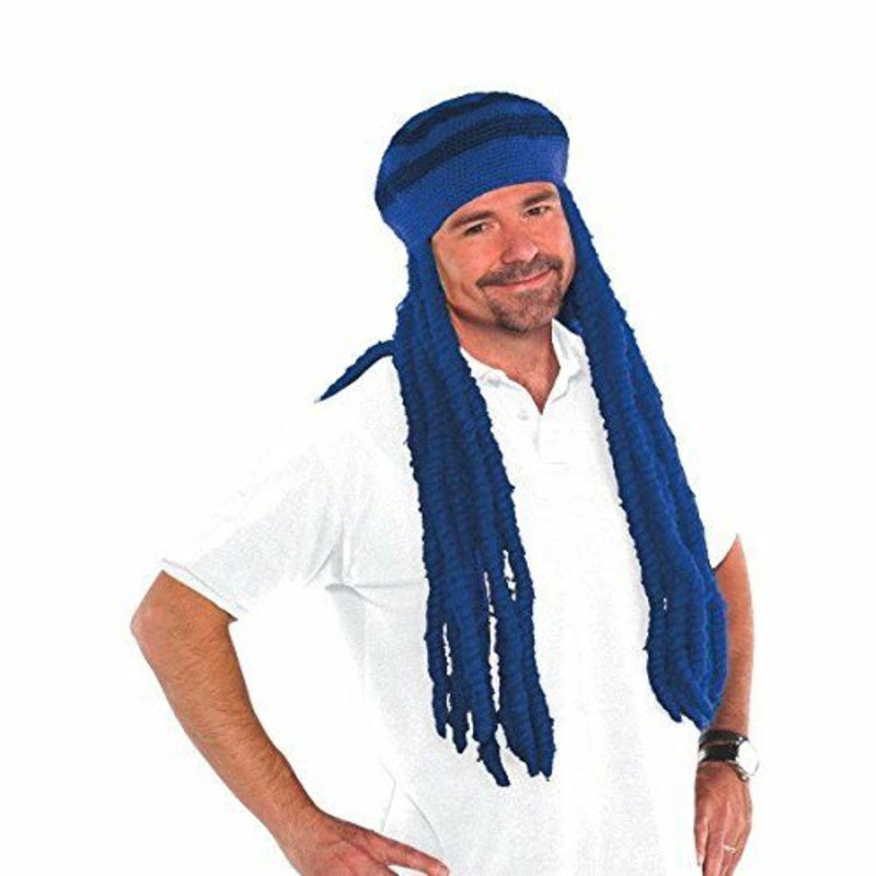 Adult Wig Dread Cap Blue