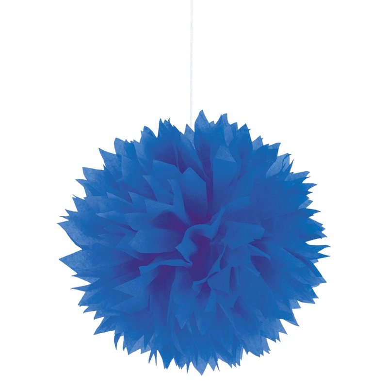 Bright Royal Blue Fluffy Tissue Decorations 3pcs