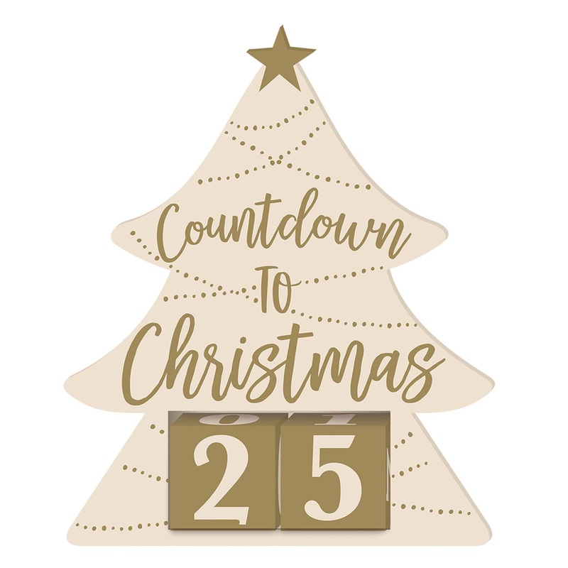Countdown To Christmas Wooden Base Stand