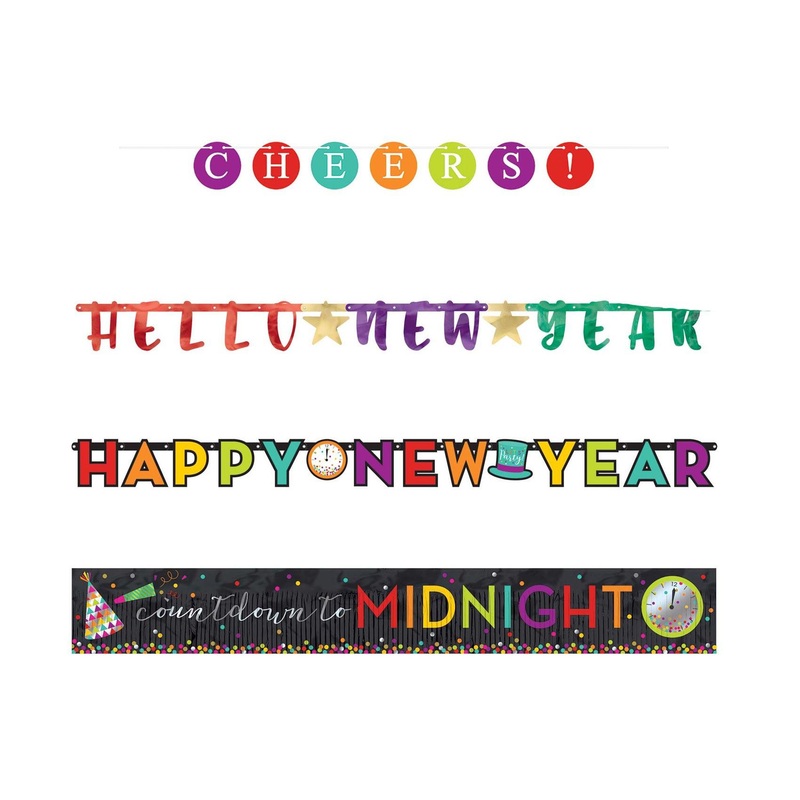 Happy New Year Letter Banner 4pcs