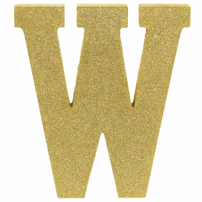 Letter W Glitter Wood Table Decoration