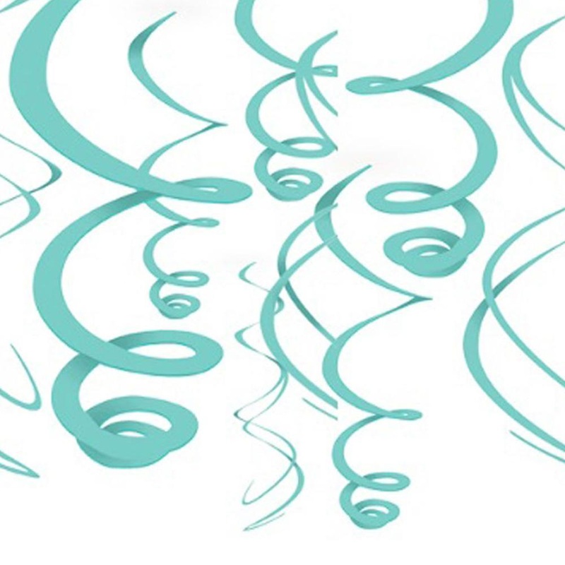 Robin's Egg Blue Plastic Swirl Hanging Decors 22in 12pcs
