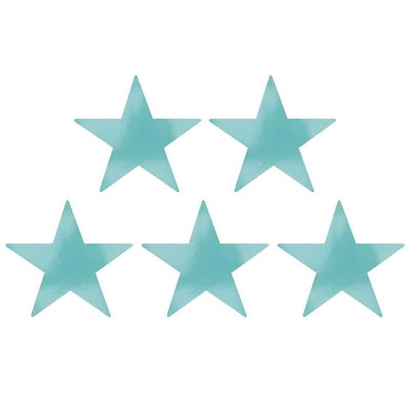 Robin's Egg Blue Star Foil Cutout 9in 5pcs
