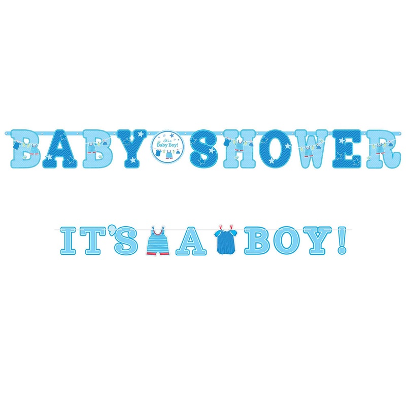 Shower With Love Boy Letter Banner 2pcs