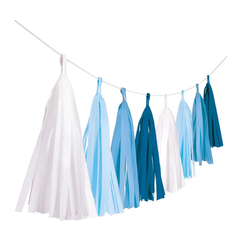 Sky Blue Paper Tassel Garland