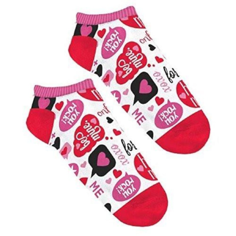 Valentine Phrase No Show Socks