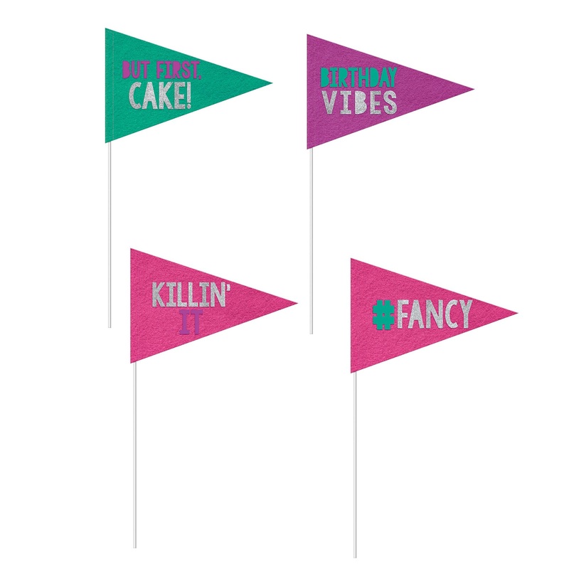 Young and Fab Felt and Glitter Pennant Banner 4pcs