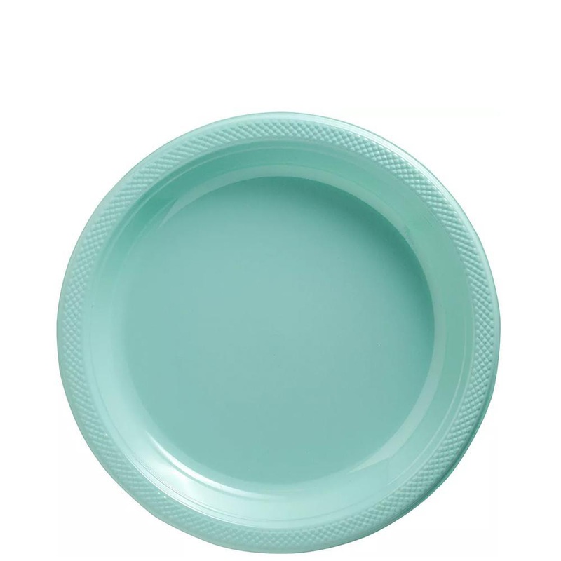 Robin's Egg Blue Plastic Plates 7in, 20pcs