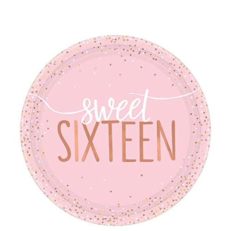 Sixteen Blush Round Metallic Plates Lowcount 7in, 8pcs