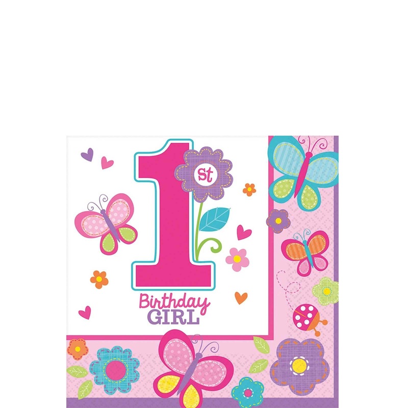Sweet 1st Birthday Girl Beverage Tissues 36pcs