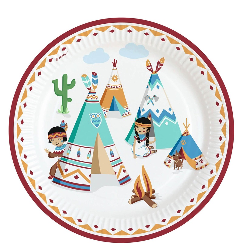 Tepee & Tomahawk Paper Plates 9in, 8pcs