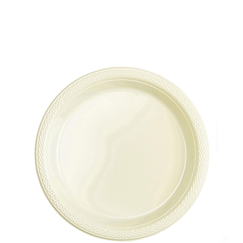 Vanilla Creme Plastic Plates 7in, 20pcs