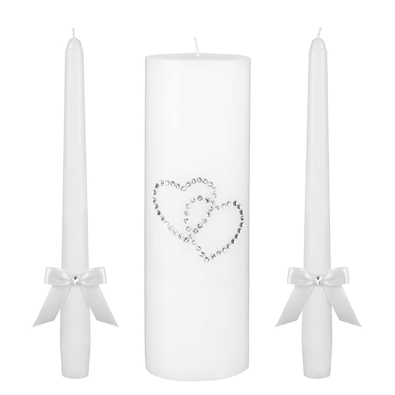 White Hearts Unity Candle Set