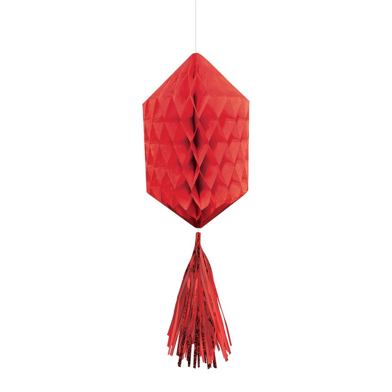 Apple Red Mini Honeycomb With Foil Tassels 3pcs