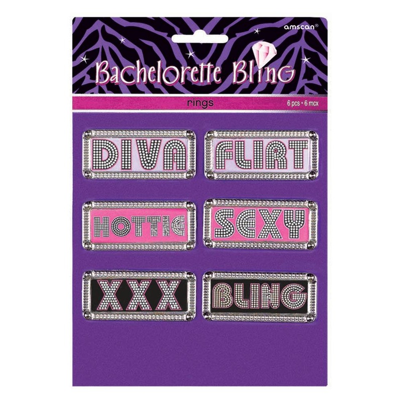 Bachelorette Bling Rings 8pcs