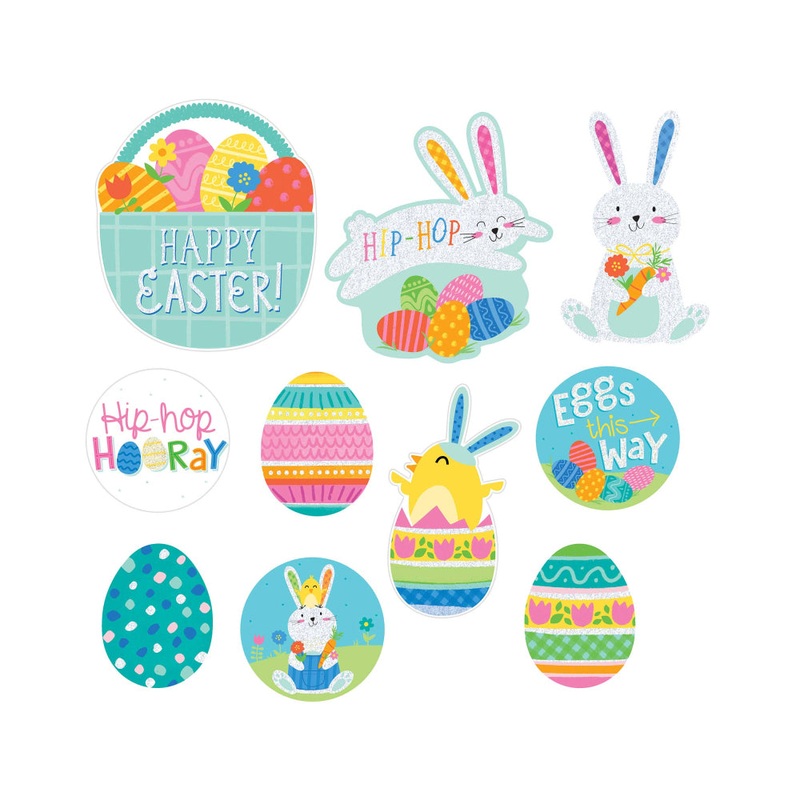Easter Mini Glitter Cutout Decorations 4in 10pcs