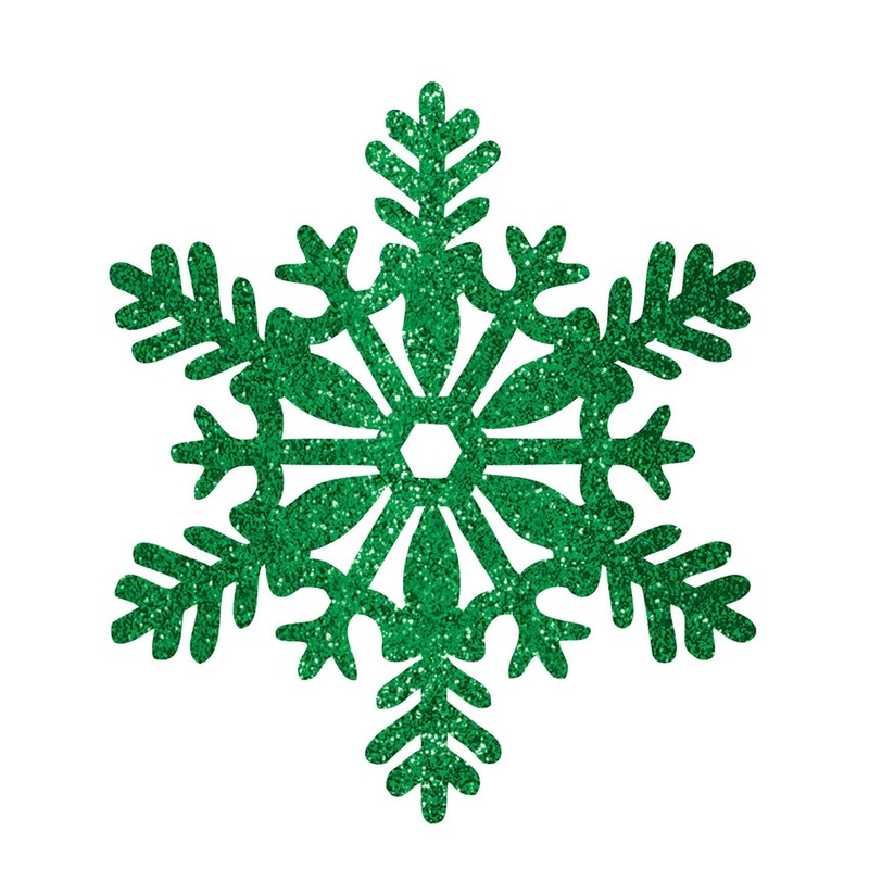 Green Glitter Snowflake Decoration 11in