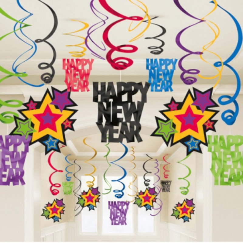 New Year's Jewel Tones Swirl Decorations 30pcs