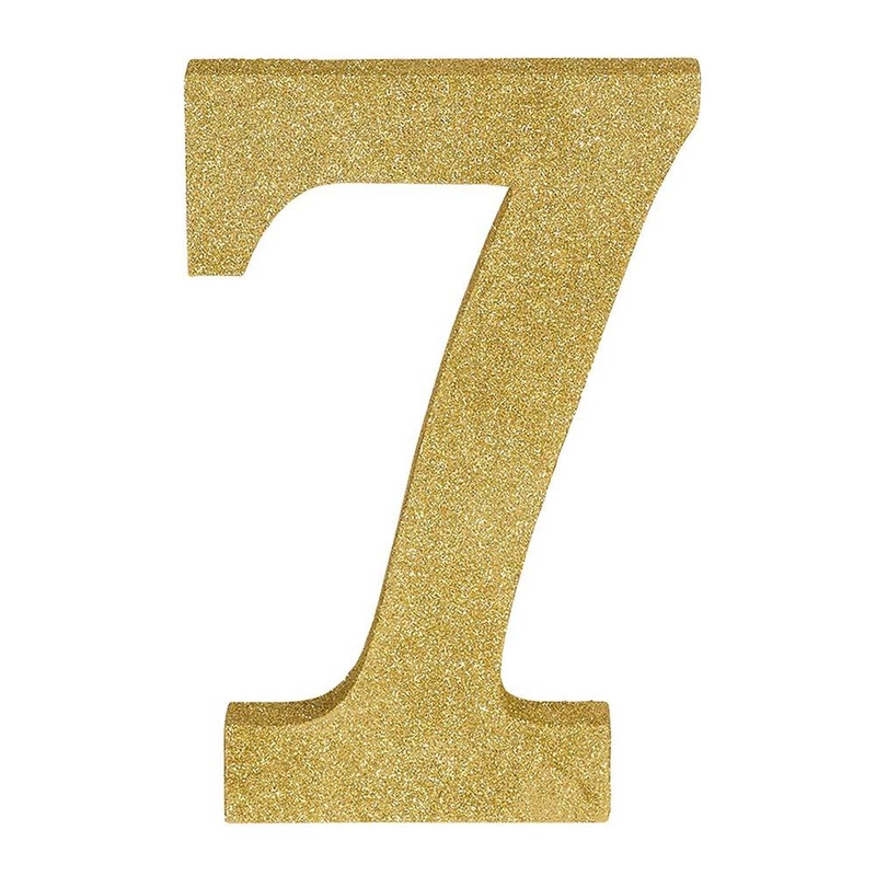 Number 7 Glitter Wood Table Decoration