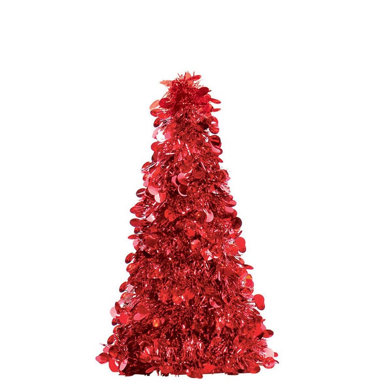 Red Tree Small Tinsel 10in