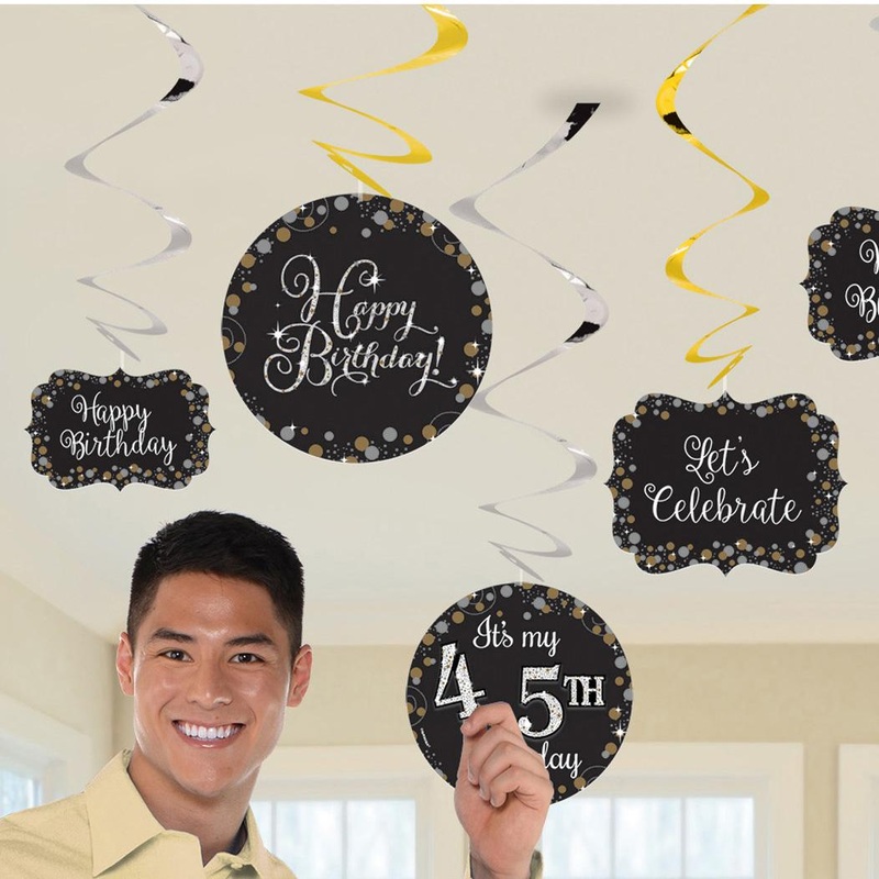 Sparkling Celebration Add-Any-Age Swirl Decorations 12pcs