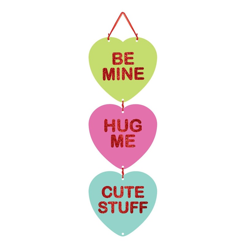 Valentine Candy Heart Medium Glitter Sign