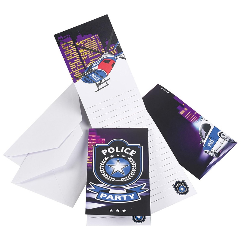 Police Invitation Cards & Envelopes 8pcs