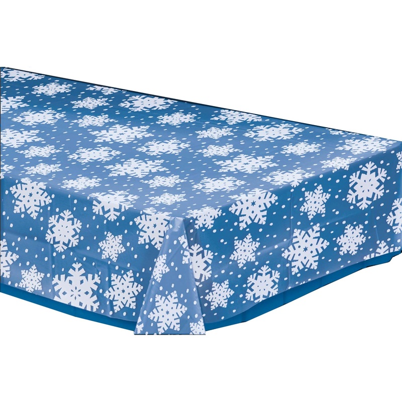 Snowflakes Clear Plastic Table Cover