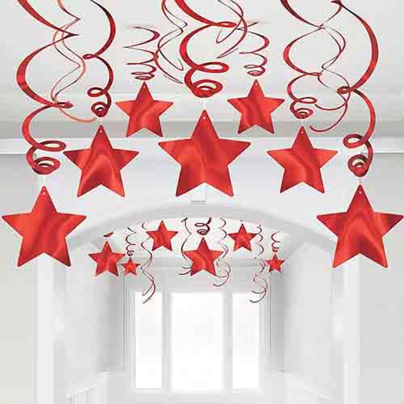 Apple Red Shooting Star Swirl Decoration