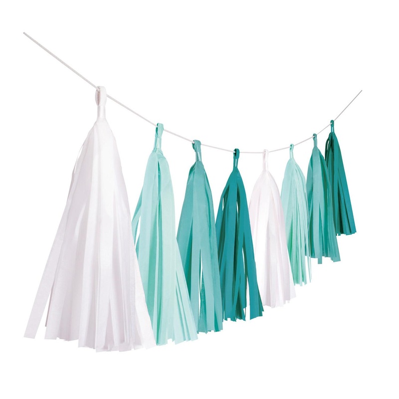 Aqua Glamor Paper Tassel Garland