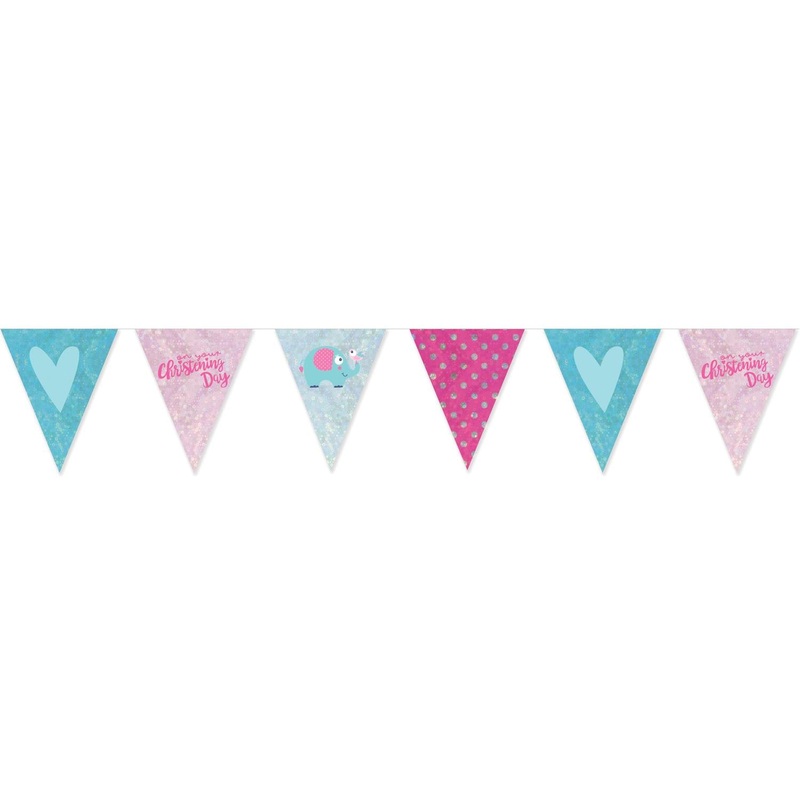 Christening Pink Pennant Banner
