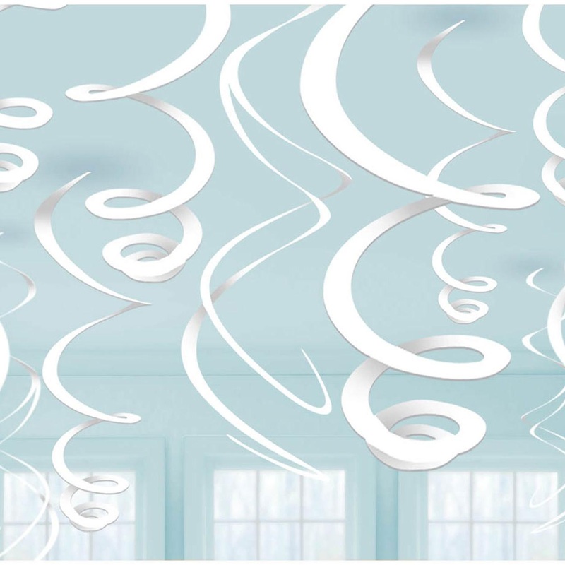 Frosty White Plastic Swirl Decoration 12pcs