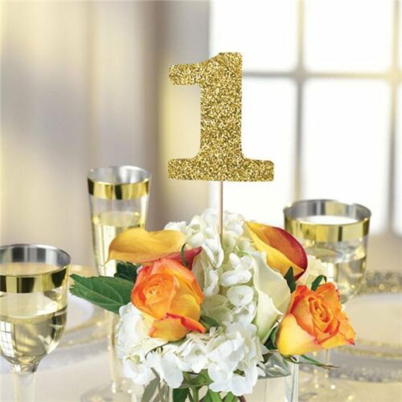 Gold Glitter Table Number Picks 15pcs