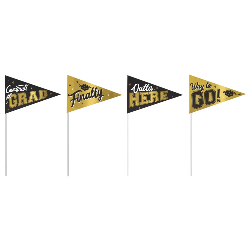 Graduation Small Pennants Foil & Plastic 4pcs
