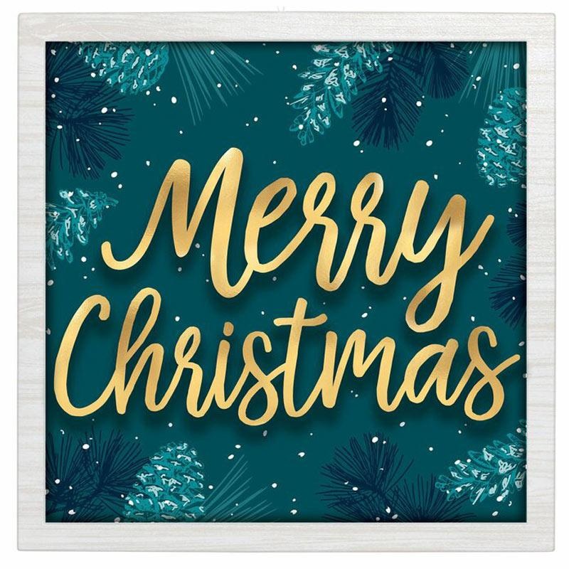 Merry Christmas Hanging Sign 12in x 12in