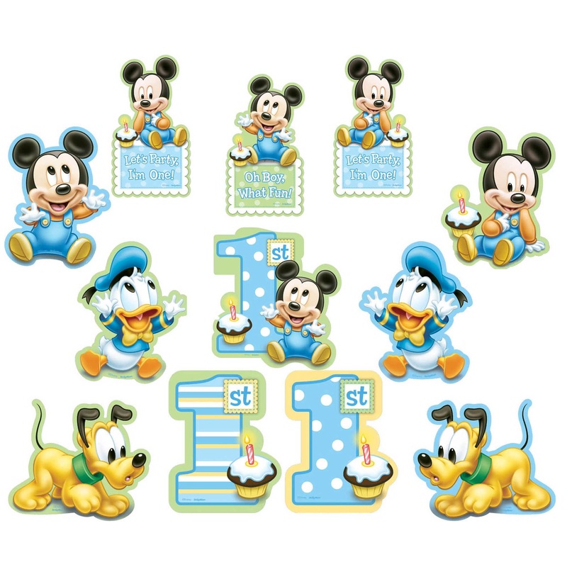 Mickey Mouse 1st Birthday Cutouts Decorations 12pcs