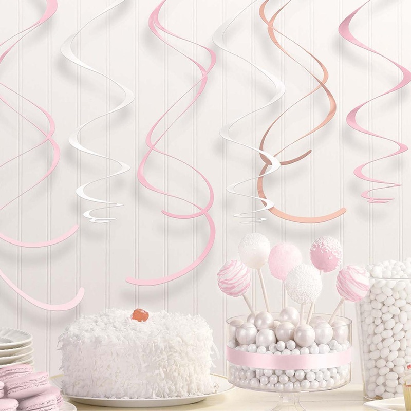 Rose Gold & Blush Swirl Decorations 12pcs